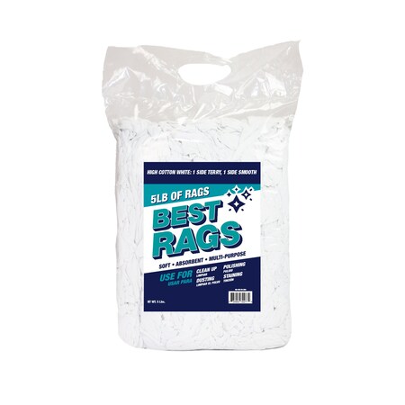 Monarch French Terry Wipers White One Side Terry and One Side Smooth Rags 5 lb bag N-W51W-5BG